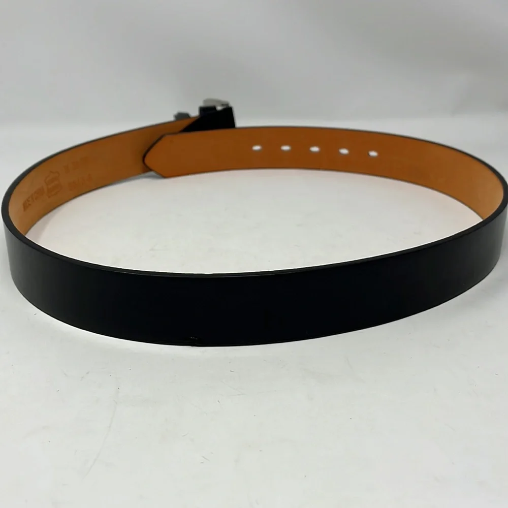Classic Black Leather Men’s Belt with Silver Buckle